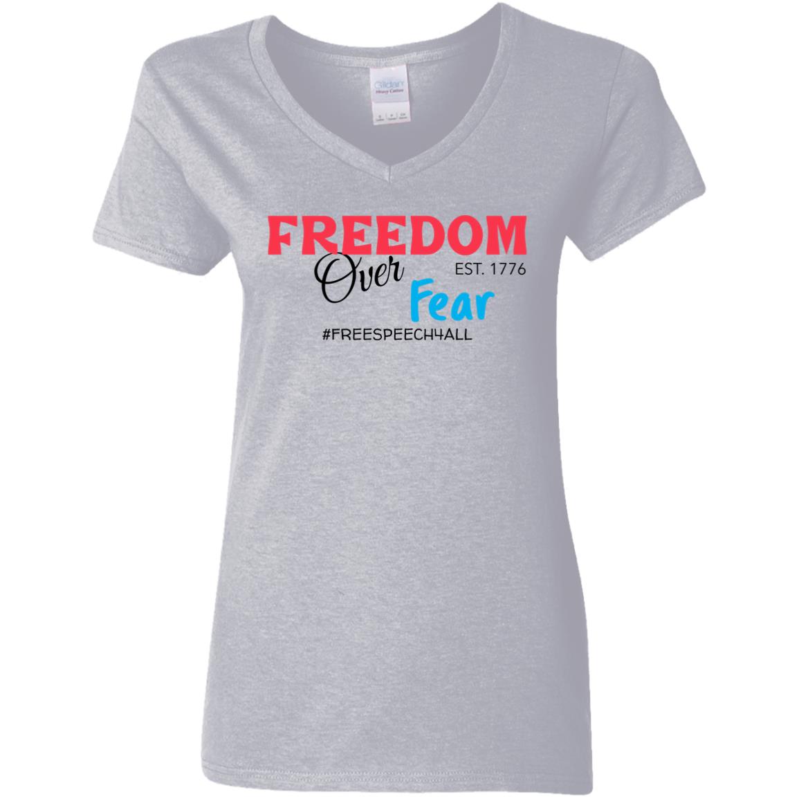 Freedom Over Fear Ladies' 5.3 oz. V-Neck T-Shirt