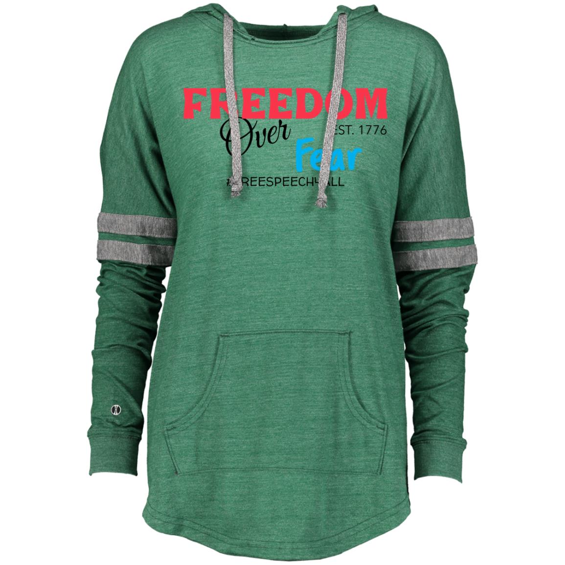 Freedom Over Fear  Ladies Hooded Low Key Pullover