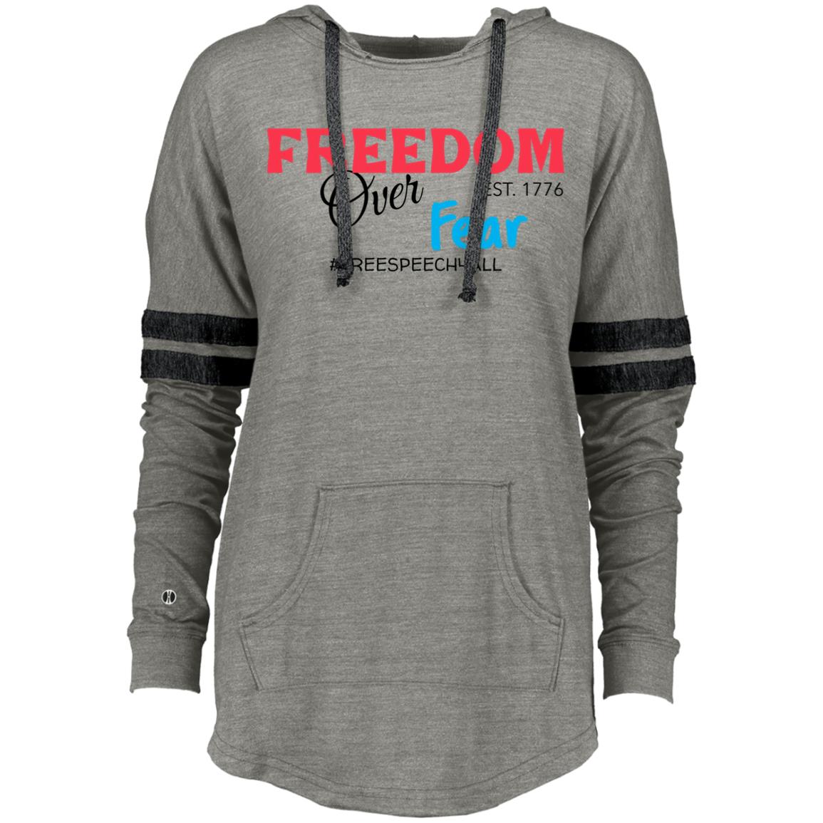 Freedom Over Fear  Ladies Hooded Low Key Pullover